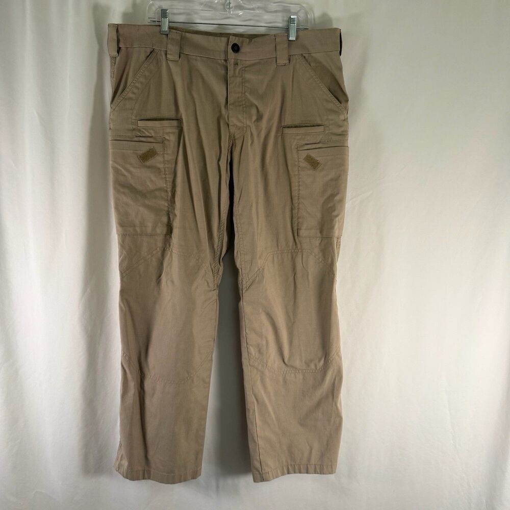 First Tactical Pants Men's 38x30 Khaki Cargo Pockets Hook Loop Snap Zip